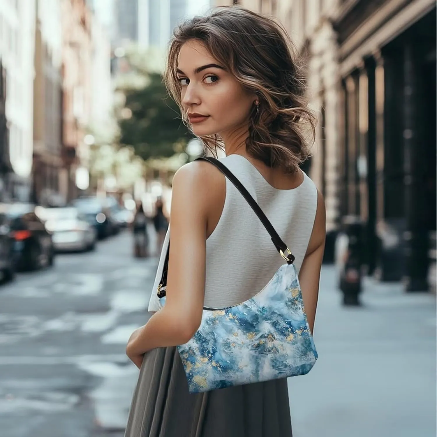 Purses for Women Shoulder Bag Trendy Underarm Purse with Zipper Closure Tote Bag for Women