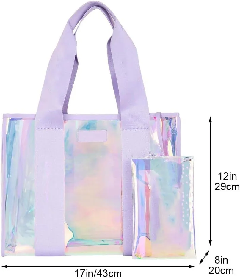 Pvc Beach Handbag Transparent Tote Bag Travel Makeup Bag for Swimming Work Shopping School and Concerts