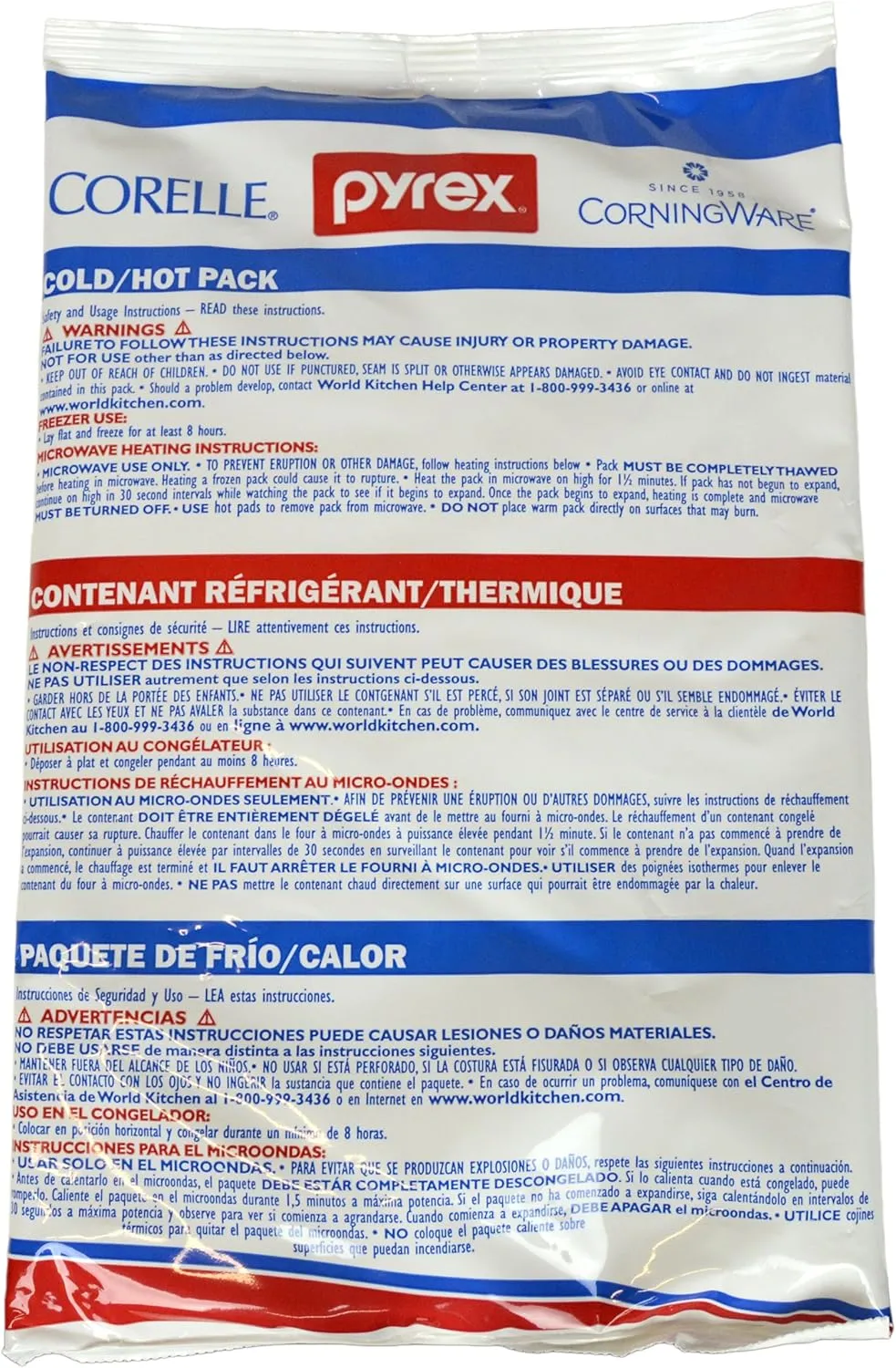 Pyrex Ice Pack - Large Cold/Hot Pack - Original Genuine Pyrex (2-Pack)