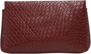 QWINEE Women's Woven Clutch Bag Leather Retro Evening Handbag Zipper No Strap Vintage Clutch Purse