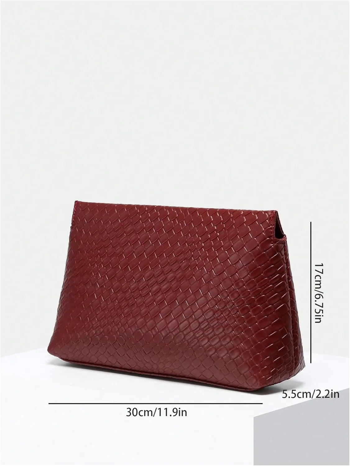 QWINEE Women's Woven Clutch Bag Leather Retro Evening Handbag Zipper No Strap Vintage Clutch Purse