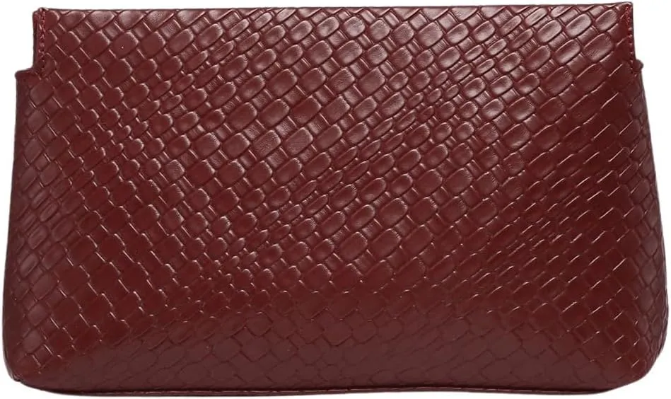 QWINEE Women's Woven Clutch Bag Leather Retro Evening Handbag Zipper No Strap Vintage Clutch Purse