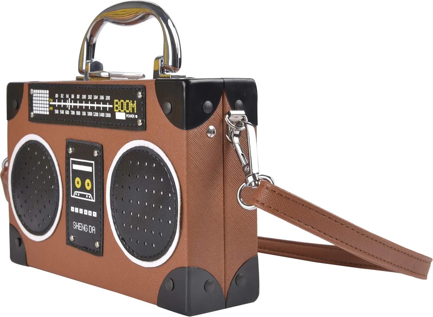 QZUnique Tape Shaped Shoulder Bag Radio Recorder PU Crossbody Bag Women's Retro Evening Bag Handbag Clutch Purse