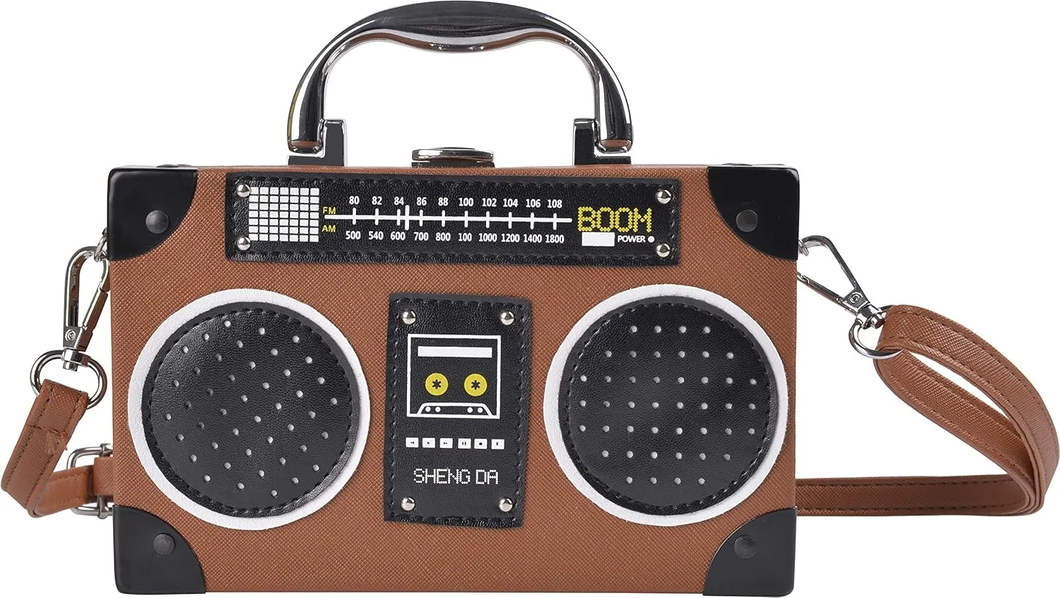 QZUnique Tape Shaped Shoulder Bag Radio Recorder PU Crossbody Bag Women's Retro Evening Bag Handbag Clutch Purse