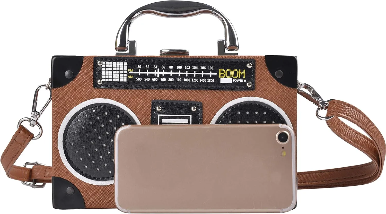 QZUnique Tape Shaped Shoulder Bag Radio Recorder PU Crossbody Bag Women's Retro Evening Bag Handbag Clutch Purse