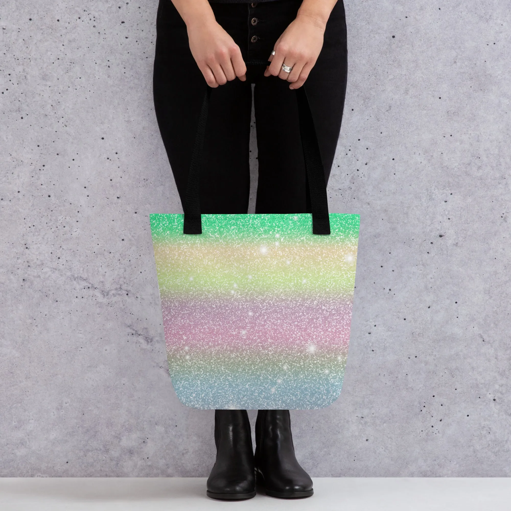 Rainbow Glitter Effect All Over Print Tote Bag
