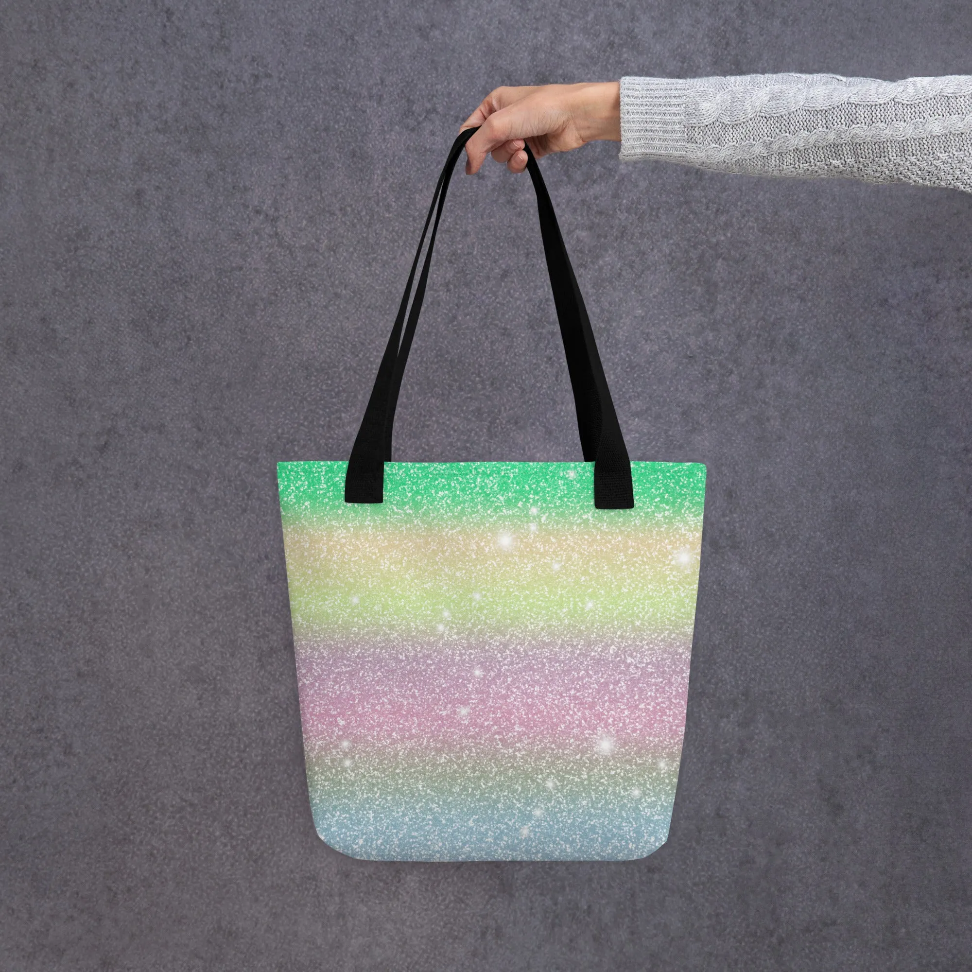 Rainbow Glitter Effect All Over Print Tote Bag