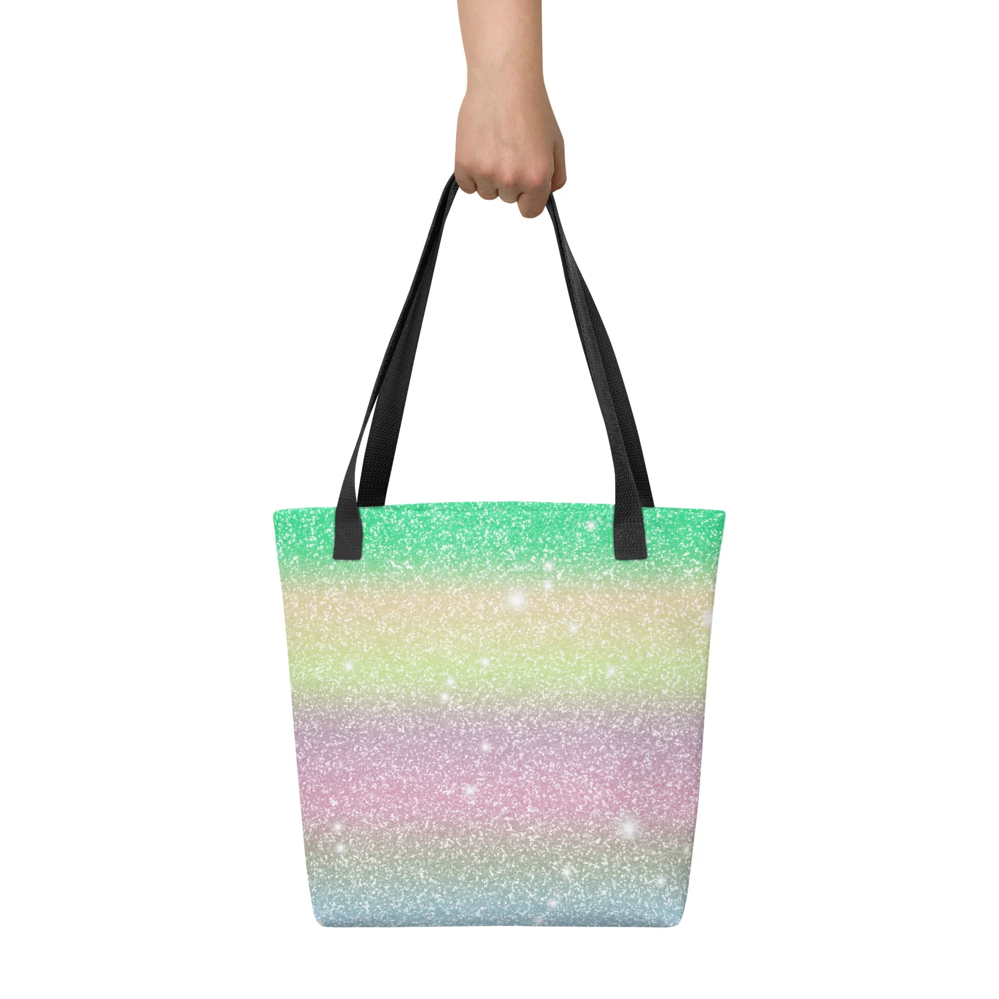 Rainbow Glitter Effect All Over Print Tote Bag