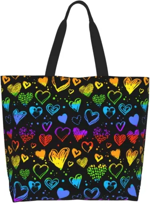 Rainbow LGBT Gay Pride Tote Bag for Women Men Large Reusable Grocery Shoulder Bags for Shopping, Gym, Beach
