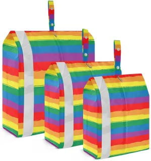 Rainbow Sidewise Doodle Travel Storage Bag with Lanyard - Portable Lightweight Classified Storage Bag with Zipper, Dust and Waterproof Travel Packing Cube for Suitcase,3 Pieces