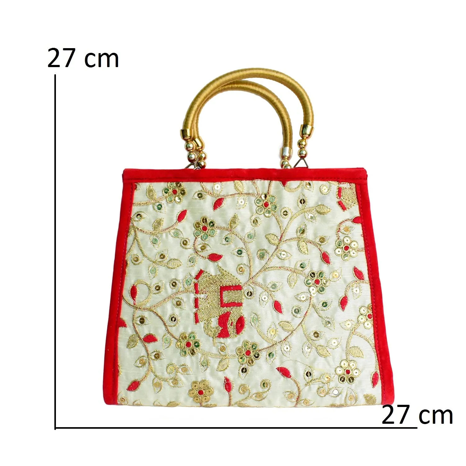 Rajasthani Embroidery Handbag For Women - Elephant Motif