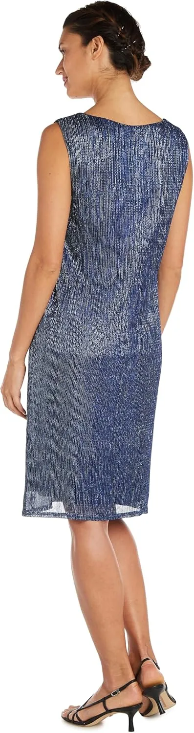 R&M Richards Womens 2PC Metallic Dress with Jacket