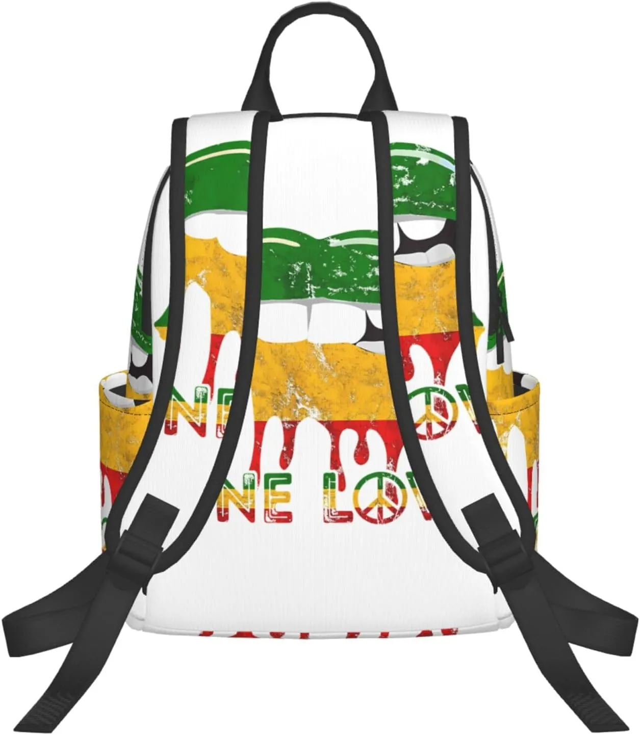 Rasta Reggae Lips Mouth Jamaican Music Kissing One Loves Casual Backpacks Laptop Backpack Outdoor Travel Rucksack Sport Carry-On Daypack Lightweight Bag with Multi-Pockets