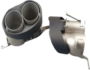 Real Carbon Exhaust Tip Compatible For Audi RS4 RS5 RS6 RS7 Diffuser Nozzles Tailpipe Compatible For Akrapovic Muffler Tip (Color : 16-18 A6 Update RS6), junjun9311 mall