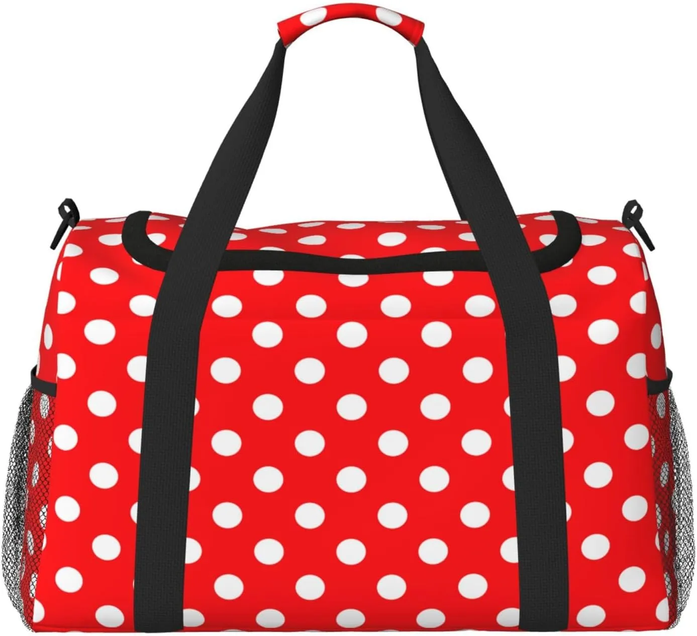 Red And White Polka Dot Travel Weekender Overnight Bags Foldable Hand Travel Bag Sport Gym Duffel Bag For Men Women
