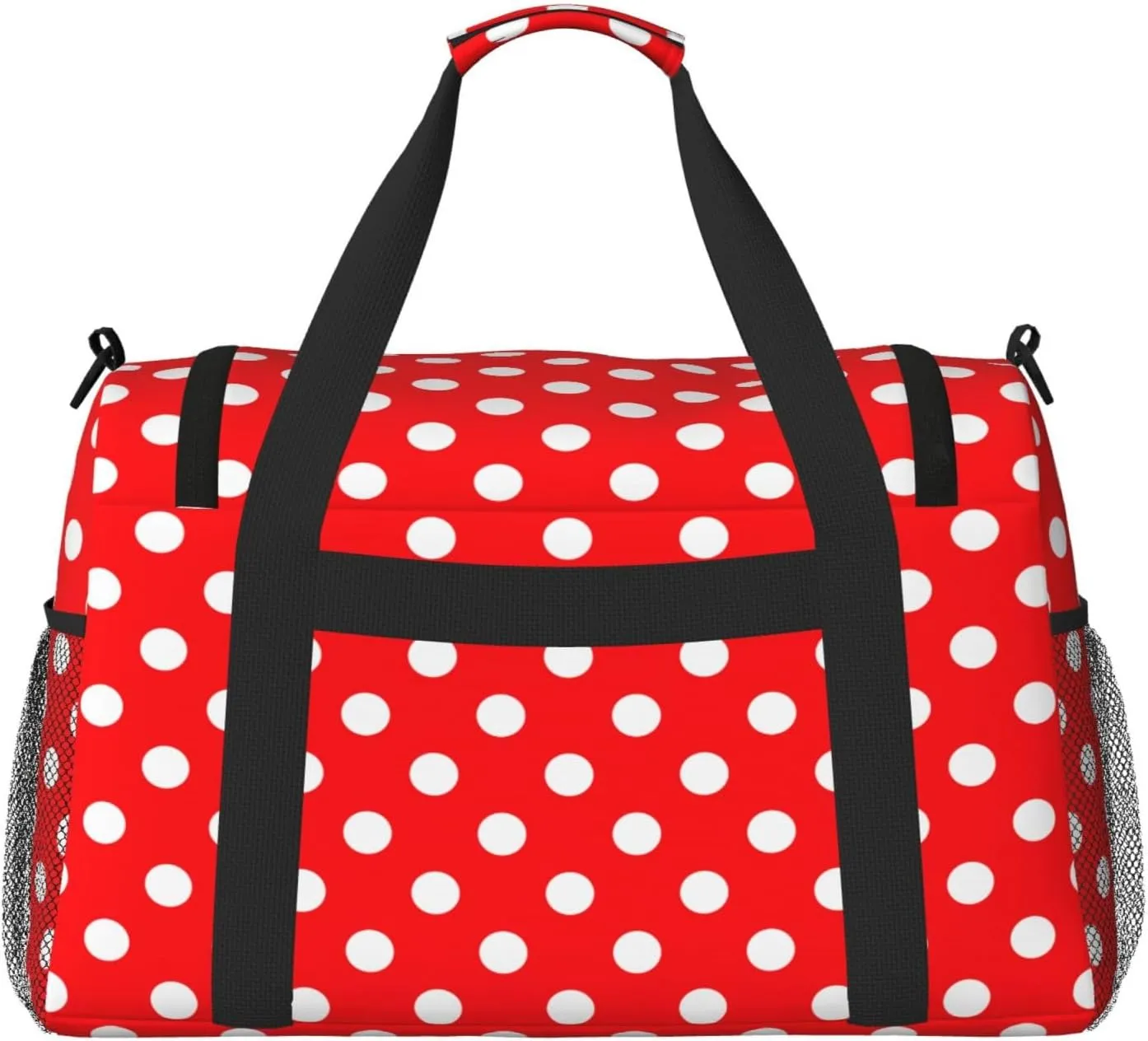 Red And White Polka Dot Travel Weekender Overnight Bags Foldable Hand Travel Bag Sport Gym Duffel Bag For Men Women