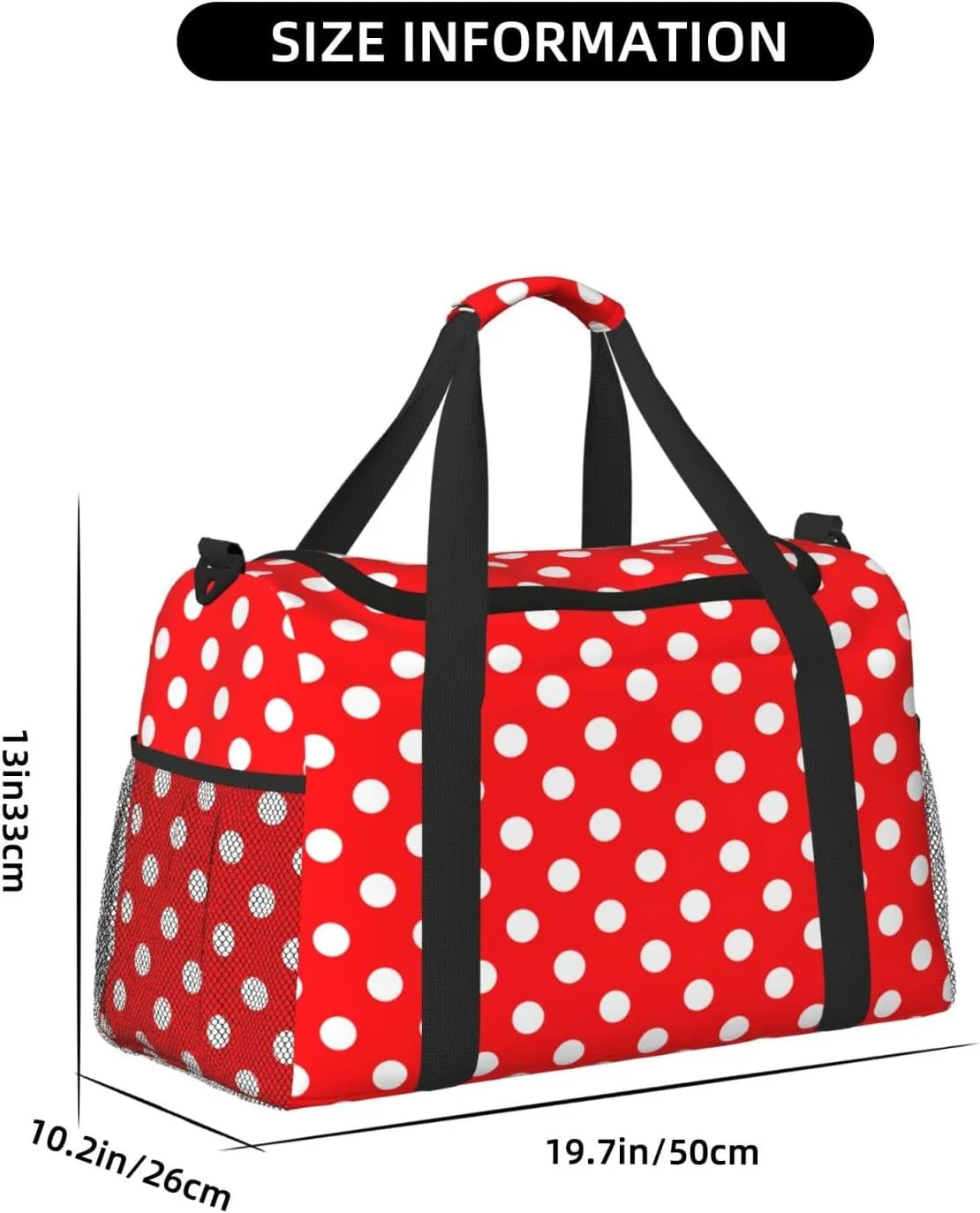 Red And White Polka Dot Travel Weekender Overnight Bags Foldable Hand Travel Bag Sport Gym Duffel Bag For Men Women