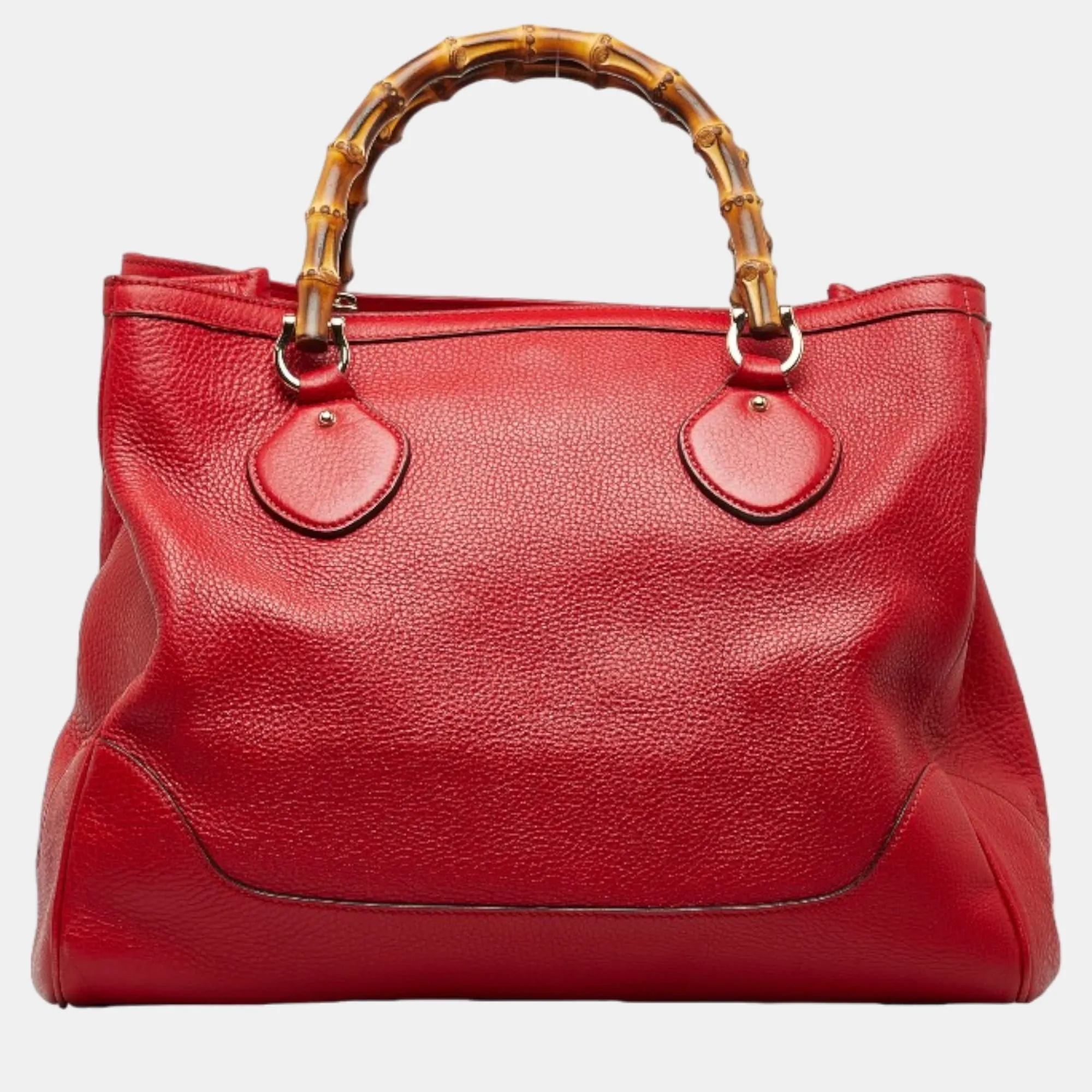 Red Leather Medium Bamboo Diana Totes