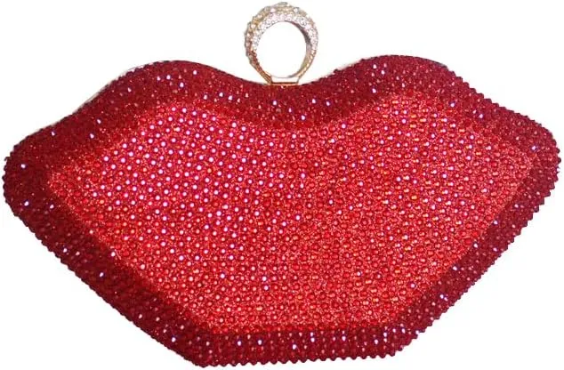 Red Lip Purse Womens Evening Clutch Acrylic Banquet Handbags for Wedding Prom Party