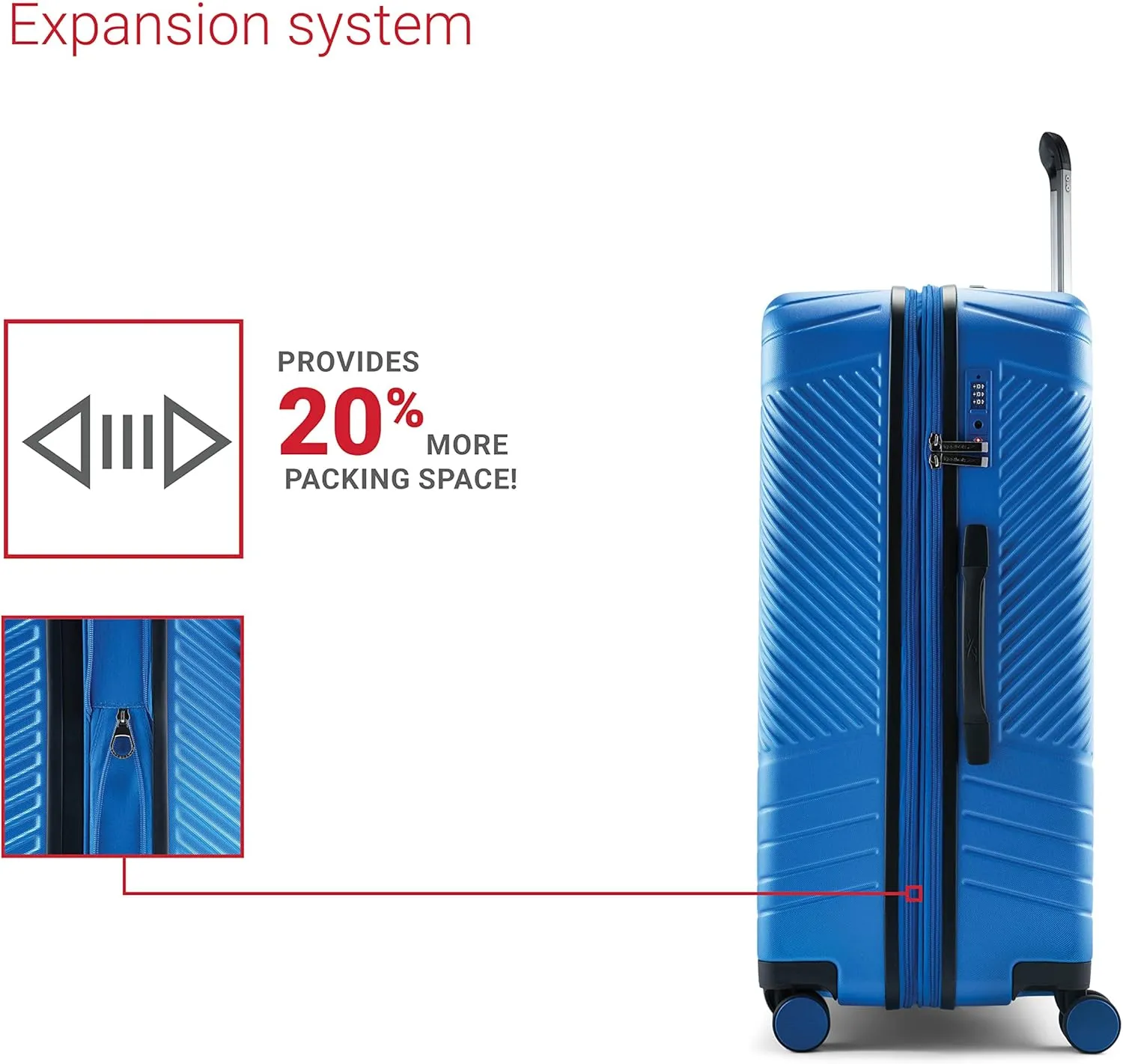 Reebok Go Collection 28 Inch Hard Shell Luggage for Airplanes, Large ABS/PC Hardside Expandable Suitcase with 360-Degree Spinner Wheels, Retractable Handle, Includes Shoe Bag, Blue