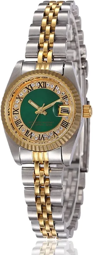 Reginald Women's Luxury Dress Quartz Watches Diamonds Dial Stainless Steel Waterproof Date Silver Gold Two Tone Green Wrist Watches