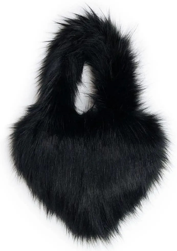 Rejolly Heart Shaped Furry Purse for Women Large Soft Shoulder Bag Fluffy Faux Fur Trendy Y2K Girls Handbag