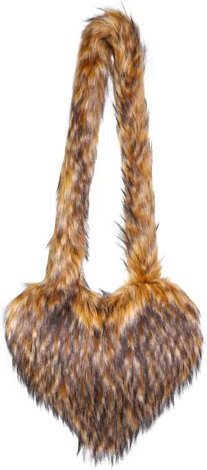 Rejolly Heart Shaped Furry Purse for Women Large Soft Shoulder Bag Fluffy Faux Fur Trendy Y2K Girls Handbag
