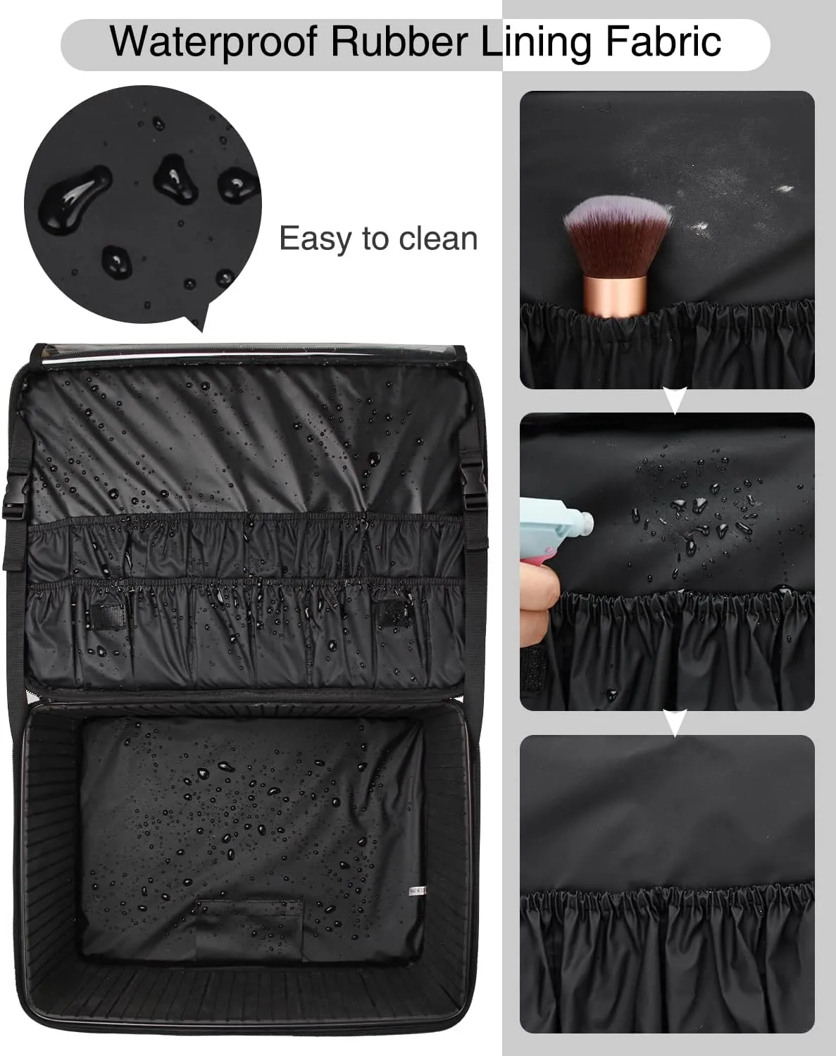 Relavel Extra Large Makeup Case Rolling Travel Train Case, 3 Layer with Insulation Compartment & Four Clear Storage Bags, Professional Makeup Artist Bag Portable Nail Organizer Box Art Supply Case