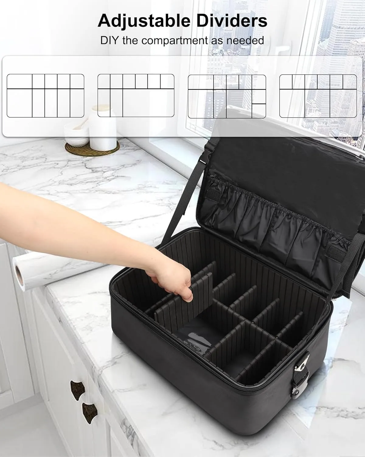 Relavel Rolling Makeup Train Case with Large Makeup Case, Hairstylist Traveling Bags with 5 Small Clear Bags, Cosmetology Case on Wheels, Hair Tools and Cosmetics Storage Organizer Trolley Suitcase