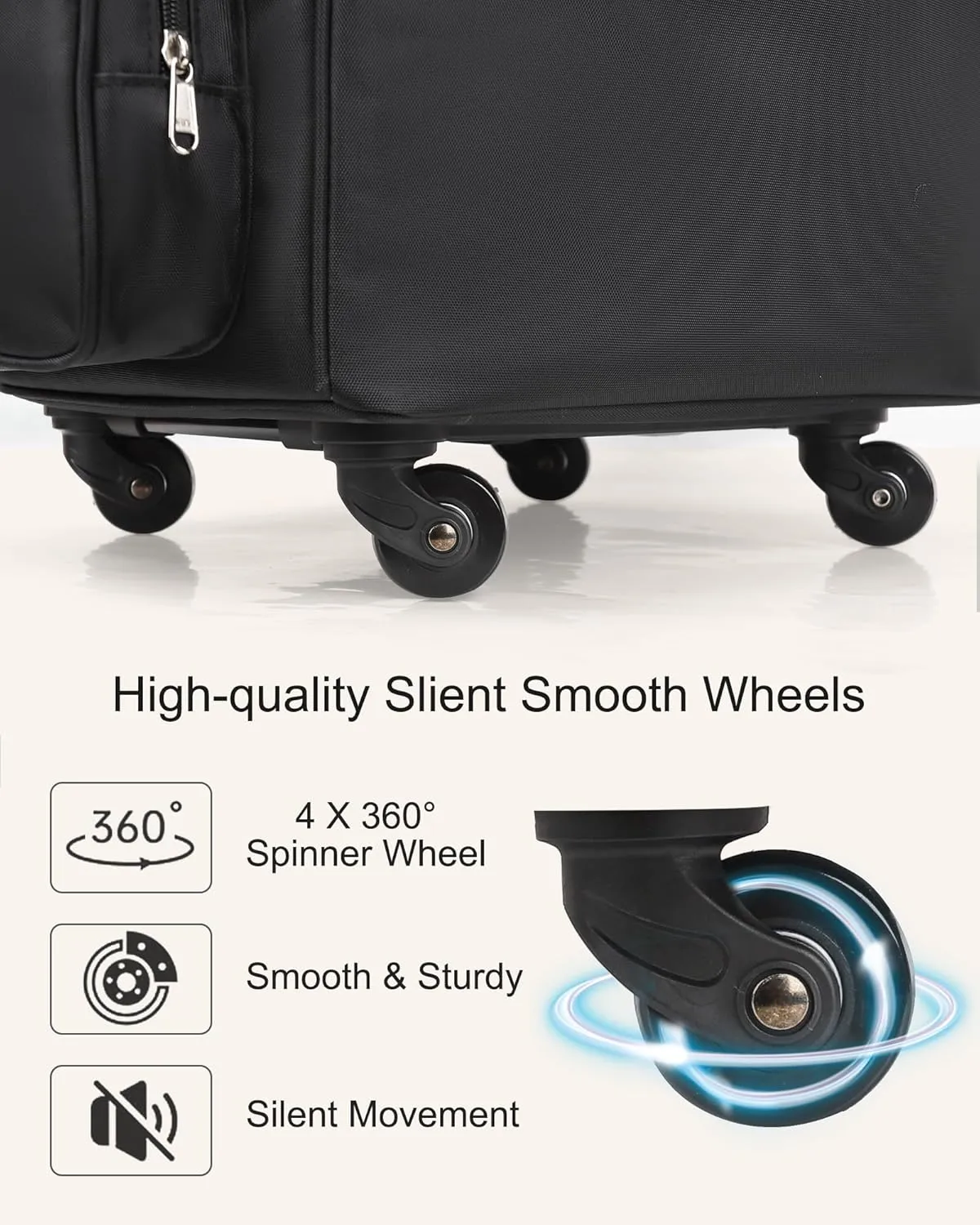 Relavel Rolling Makeup Train Case with Large Makeup Case, Hairstylist Traveling Bags with 5 Small Clear Bags, Cosmetology Case on Wheels, Hair Tools and Cosmetics Storage Organizer Trolley Suitcase