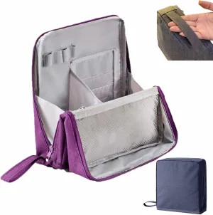 Relevanton Standing Makeup Bag, Doresty Makeup Bag, Multi-purpose Large Capacity Oxford Cloth Standing Makeup Bags, Portable Travel Waterproof Organizer with Compartments (Violet)