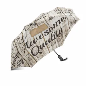 retro calligraphic design pattern automatic umbrella foldable with totes