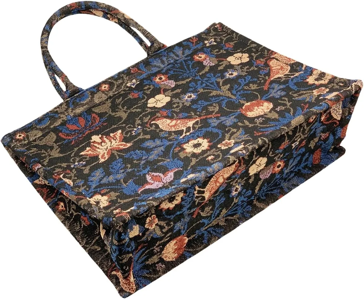 Retro Embroidery Jacquard Handbag Luxury Large Capacity Tote Bags Cotton Linen Bag for Women