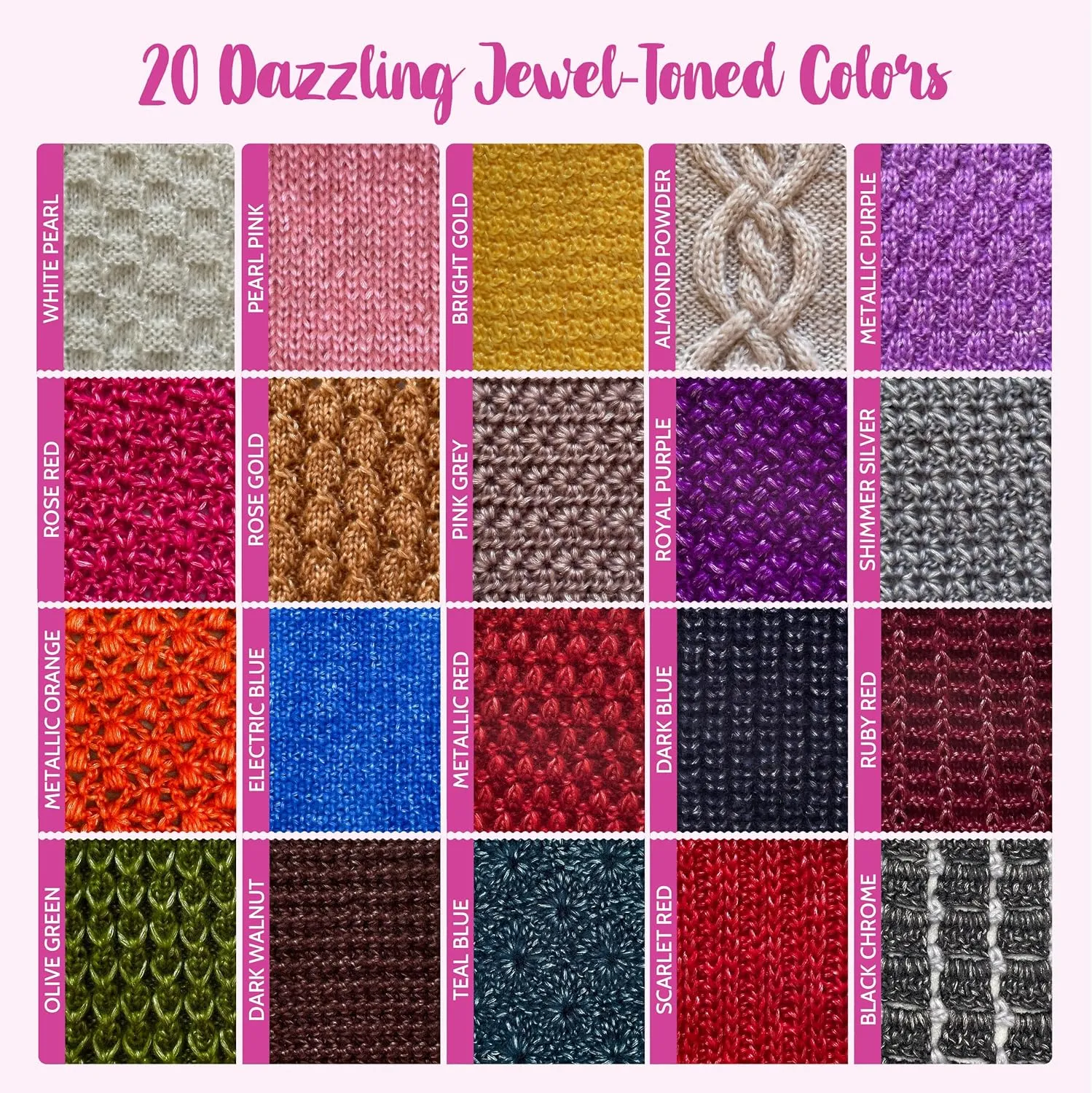 Retro-Glam Gold Metallic Yarn for Crocheting, 4 Skeins, 1280Yds/400G, Free Patterns - Sparkle Yarn for Knitting - 3 DK Light Worsted Weight - Bright Gold