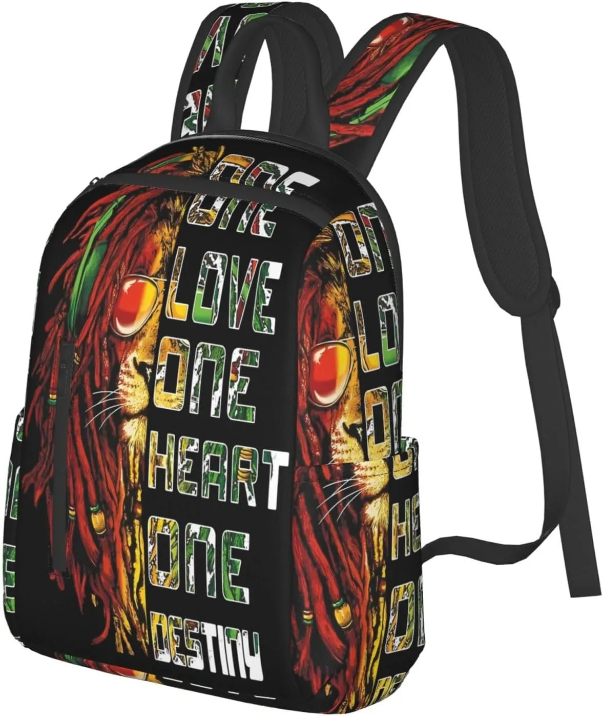 Retro Lion One Loves Heart Destiny Casual Backpacks Laptop Backpack Outdoor Travel Rucksack Sport Carry-On Daypack Lightweight Bag with Multi-Pockets
