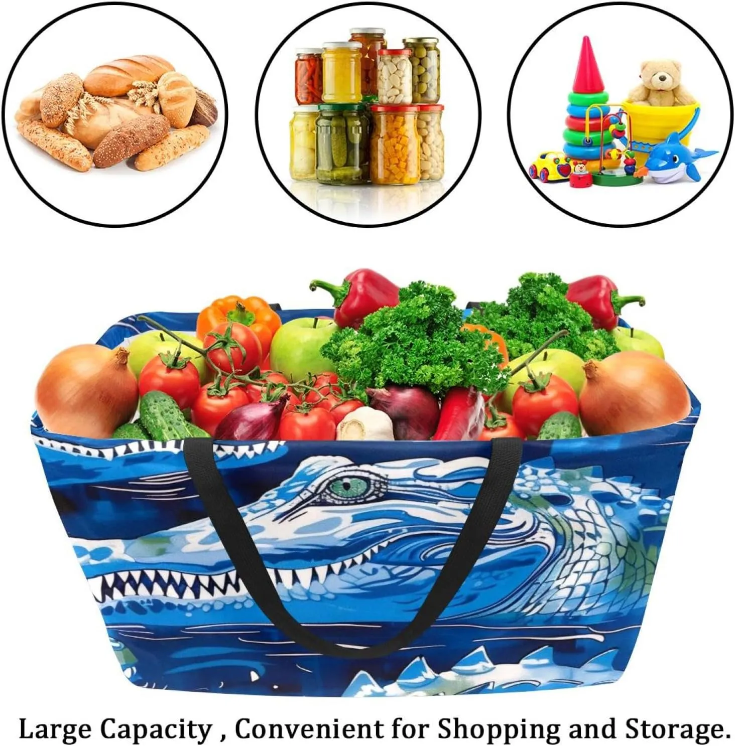 Reusable Grocery Bags Color Tie Dye Butterflies Pattern Foldable Washable Large Storage Bins Basket Shopping Tote Bag