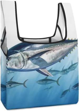 Reusable Grocery Bags Gift Bags Tote Bag Bluefin Tuna Thunnus Printed Shopping Bags For Groceries Foldable Reusable