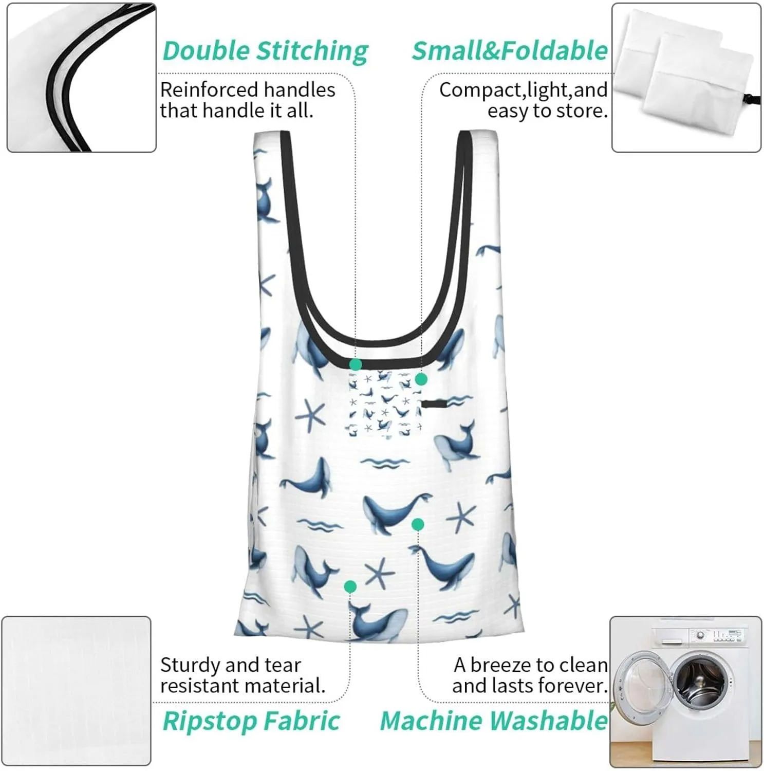 Reusable Grocery Shopping Bags Foldable, Suitble Shopping Holiday Trip, Mother's Day for Mom Cupcakes