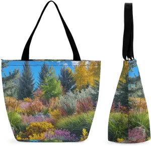 Reusable Shopping Bags for Women Large Grocery Bags Travel Tote Bags Conifer Style Photo Shoulder Bag for Work