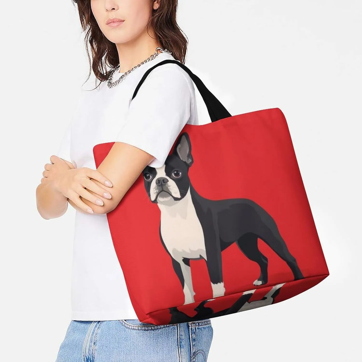Reusable Shoulder Bag for Women, Portable Large Grocery Shopping Bags Casual Tote Bag
