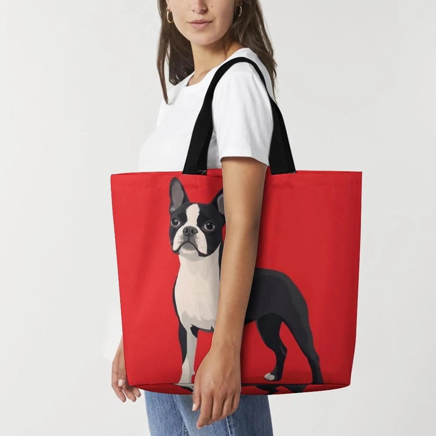 Reusable Shoulder Bag for Women, Portable Large Grocery Shopping Bags Casual Tote Bag