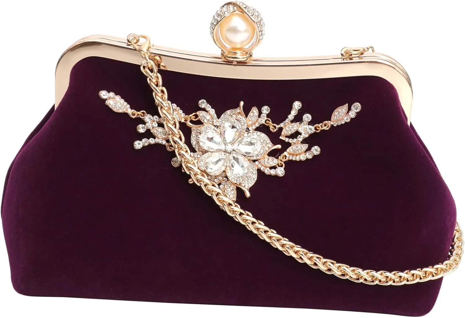 Rhinestone Crystal Banquet Purse for Women Party Handbag Clutch Evening Bag Wedding Bag Plush Fabric