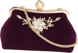 Rhinestone Crystal Banquet Purse for Women Party Handbag Clutch Evening Bag Wedding Bag Plush Fabric