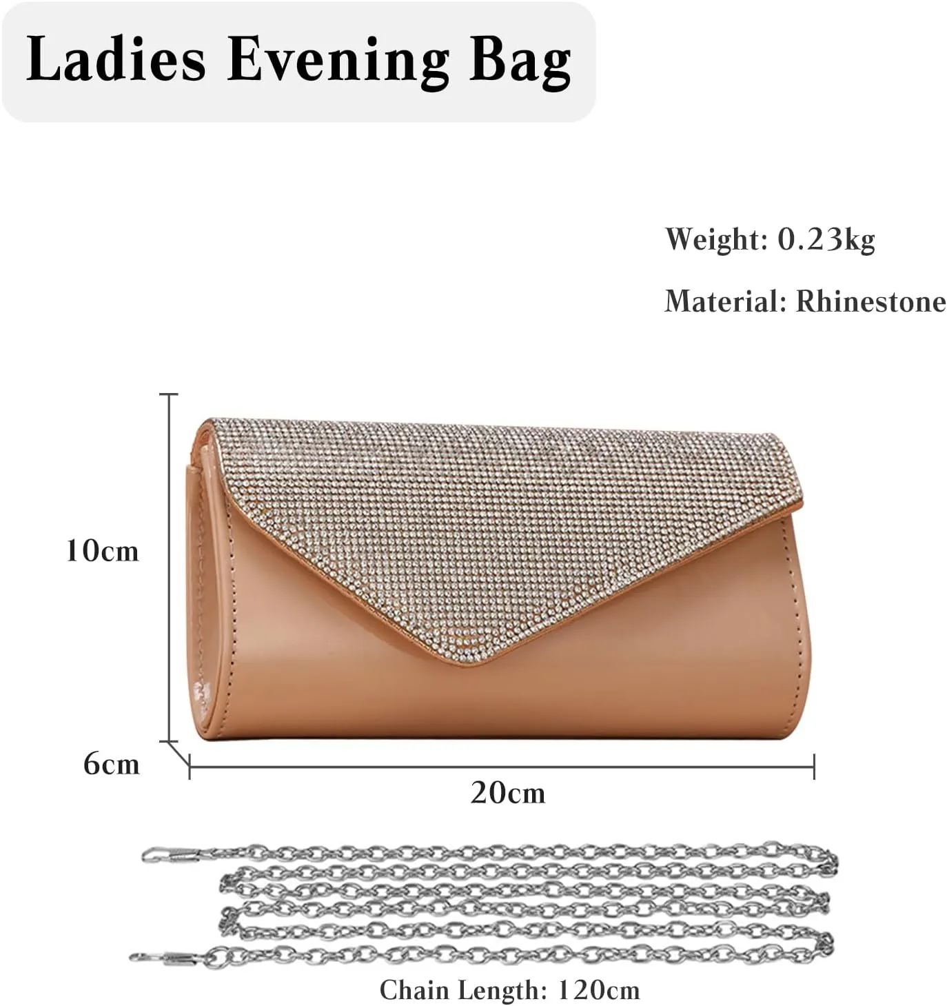 Rhinestone Evening Bag for Women Envelope Clutch Bag Crystal Handbag Bridal Wedding Purse Elegant Shoulder Bag