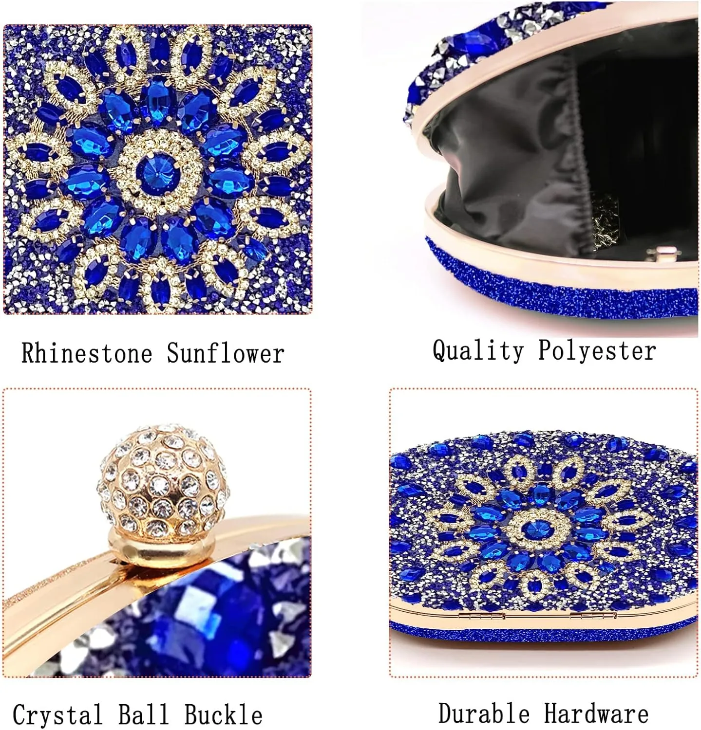Rhinestone Evening Clutch Purses for Women Wedding Clutch Party Purse Bridal Diamonds Prom Cocktail Handbags
