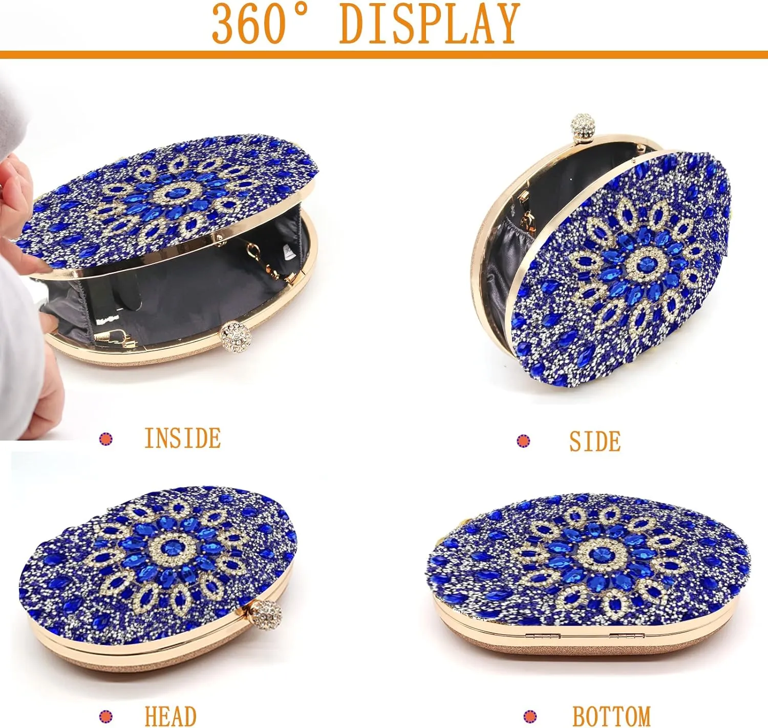 Rhinestone Evening Clutch Purses for Women Wedding Clutch Party Purse Bridal Diamonds Prom Cocktail Handbags