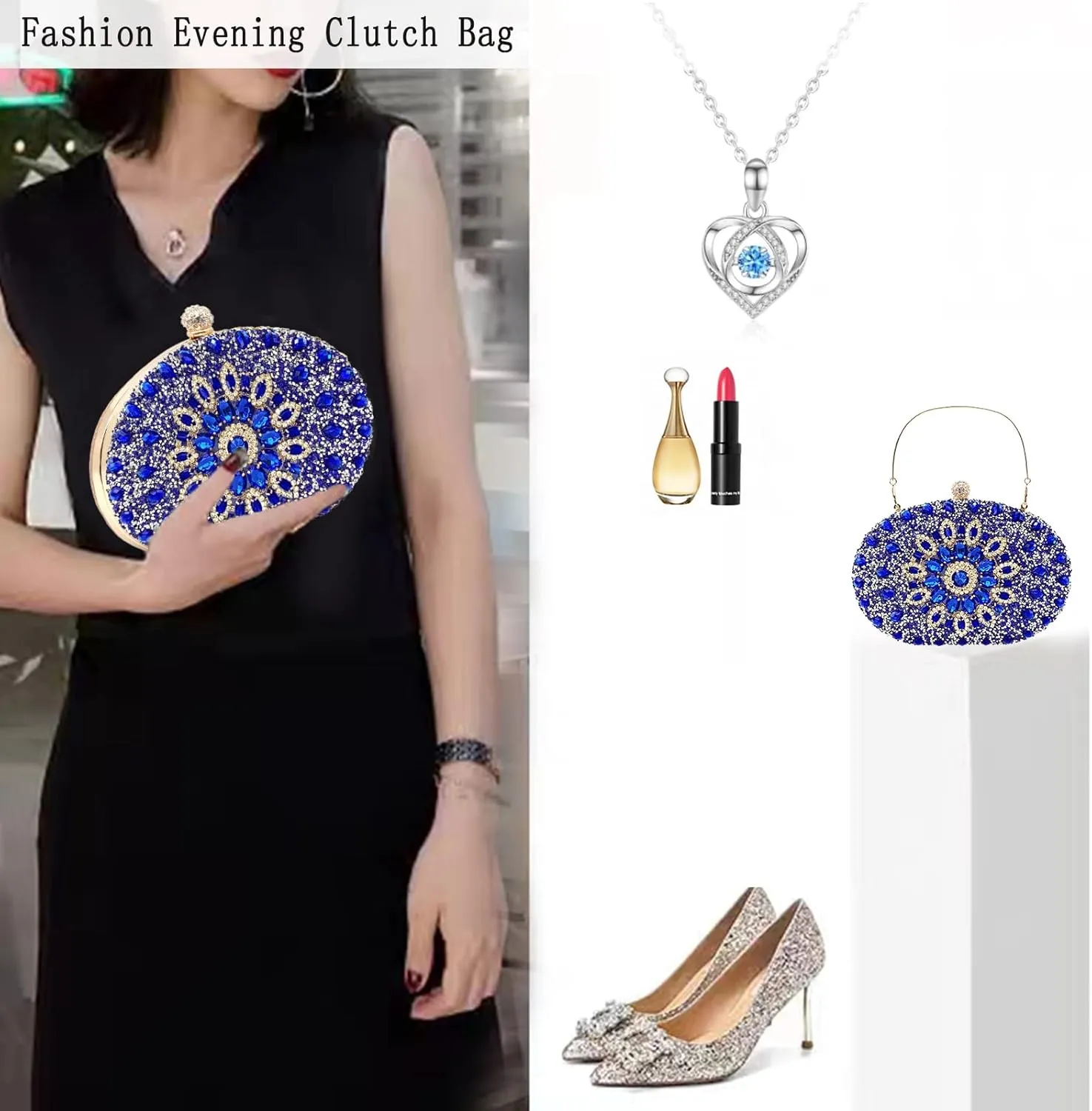 Rhinestone Evening Clutch Purses for Women Wedding Clutch Party Purse Bridal Diamonds Prom Cocktail Handbags