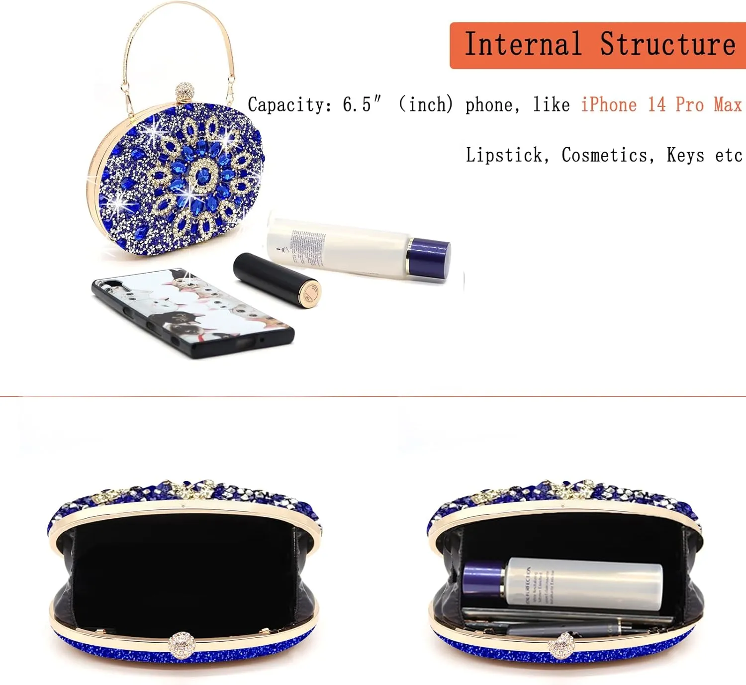Rhinestone Evening Clutch Purses for Women Wedding Clutch Party Purse Bridal Diamonds Prom Cocktail Handbags