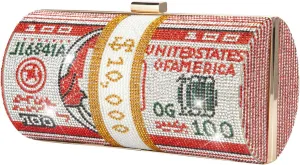 Rhinestone Red Money Clutch Purse for Women Evening Handbags Crystal Money Bag Purse Diamond Bling Clutches for Wedding Party