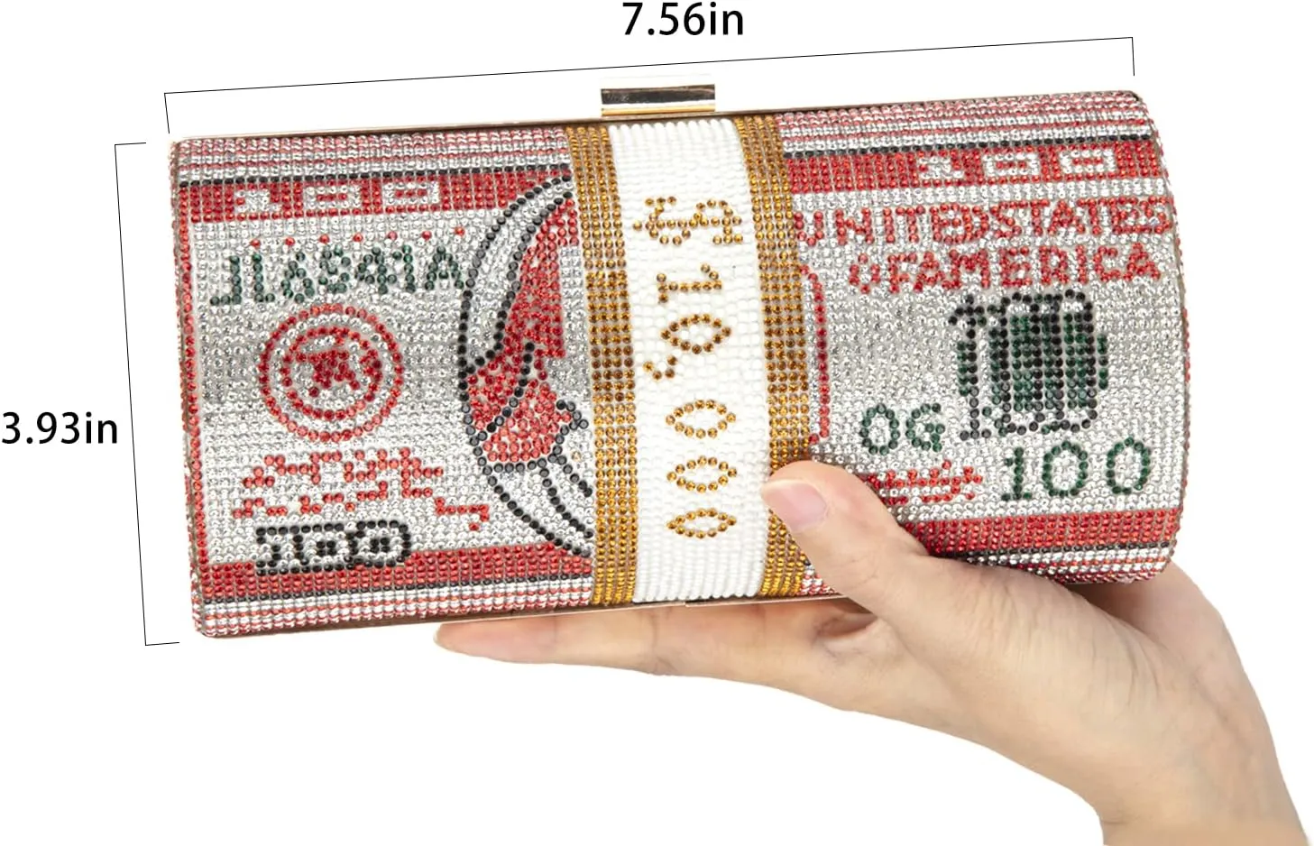 Rhinestone Red Money Clutch Purse for Women Evening Handbags Crystal Money Bag Purse Diamond Bling Clutches for Wedding Party